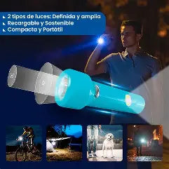 Linterna Portátil Emergencia Camping LED Dual Recargable USB