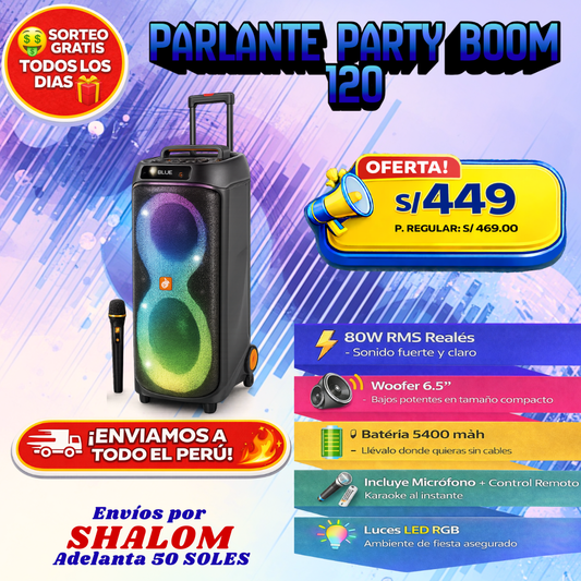 🔊 Parlante Party Boom 120 – Potencia portátil para la fiesta