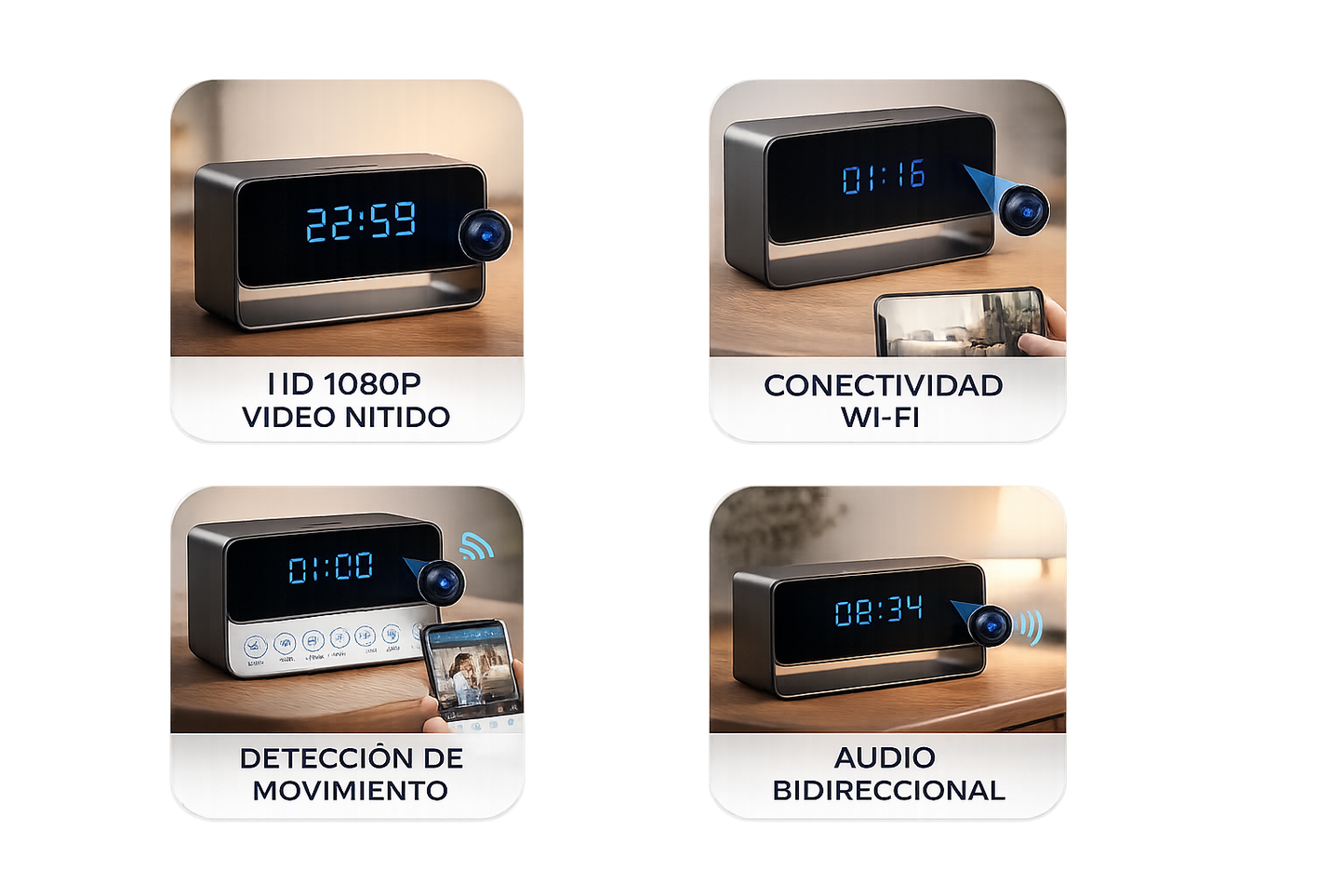 DESPERTADOR CON CÁMARA ESPÍA HD ⏰📹
