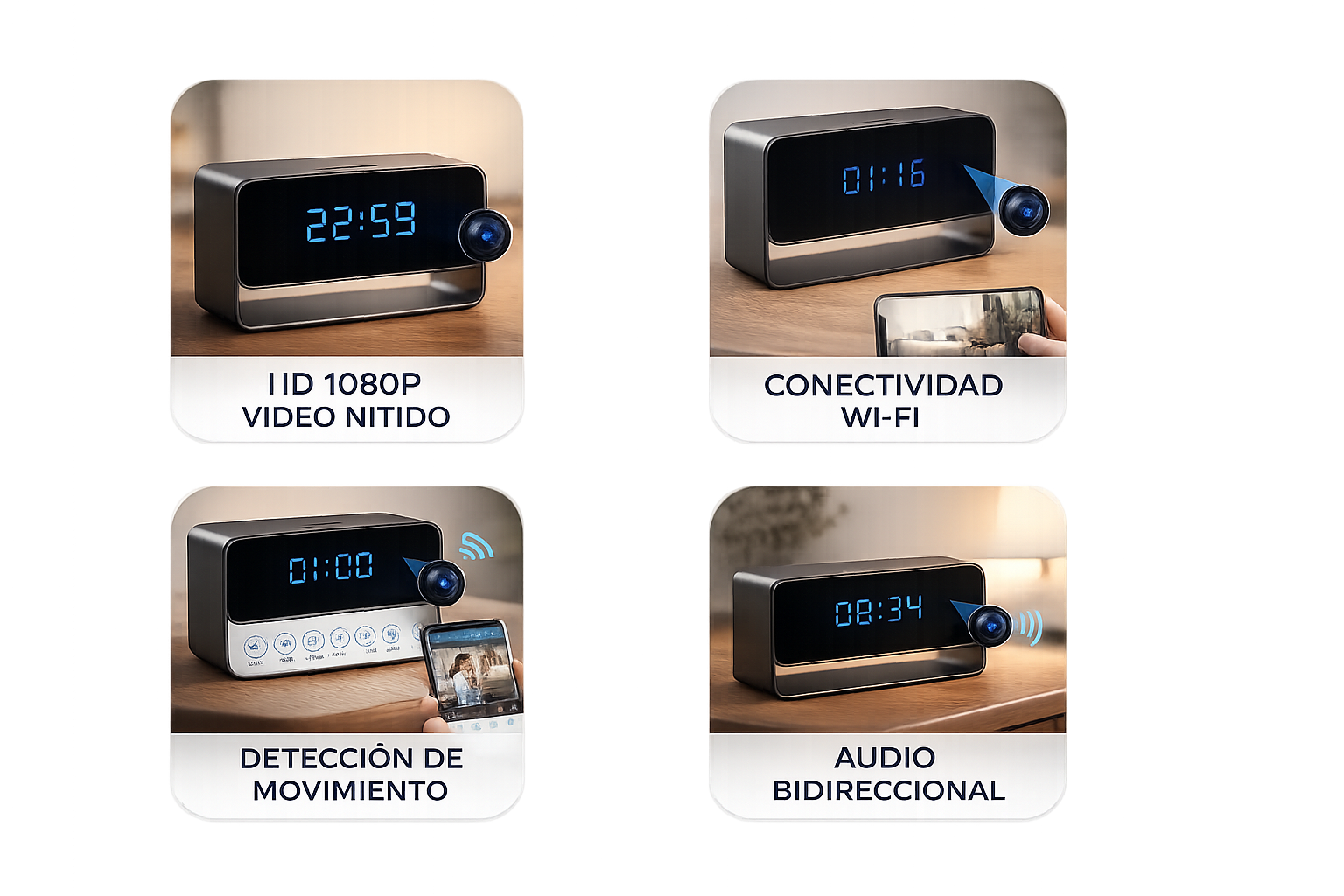 DESPERTADOR CON CÁMARA ESPÍA HD ⏰📹