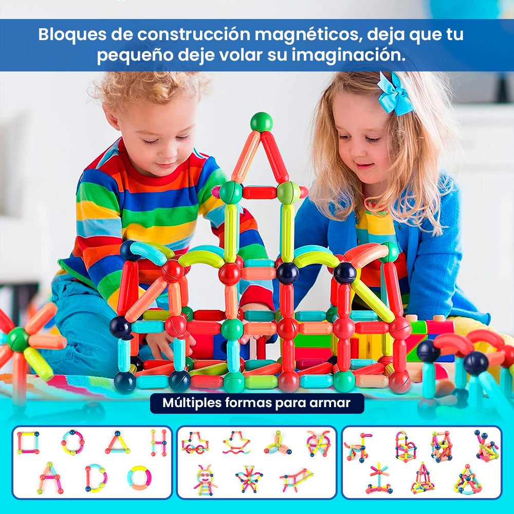 Juego Didáctico Educativo Bloques Construcción Magnético 3+ Años  25 Pzs