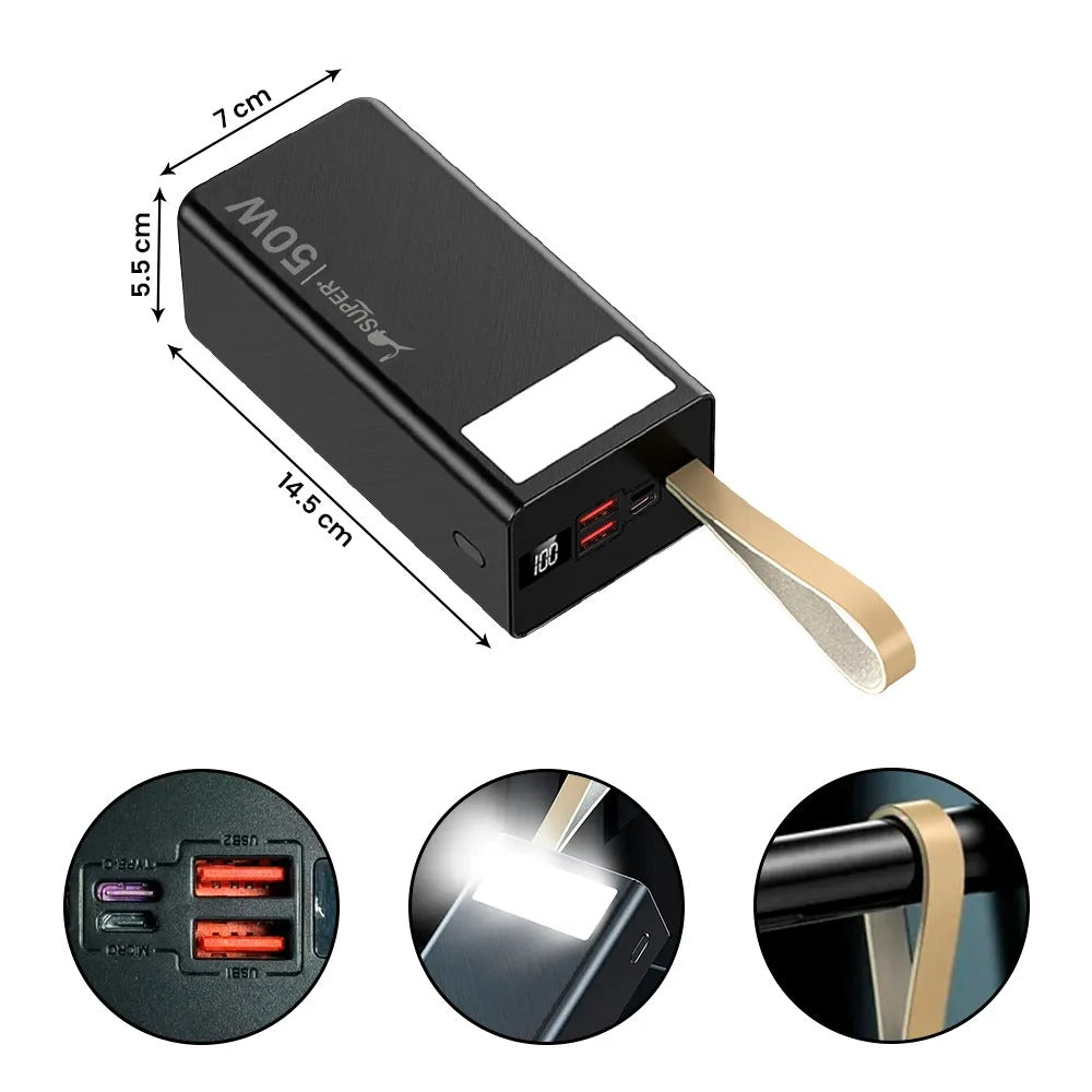 Cargador Portátil 50,000 mAh – Súper Potencia de 50W