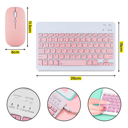 Kit Teclado + Mouse Inalámbrico Bluetooth Rosado