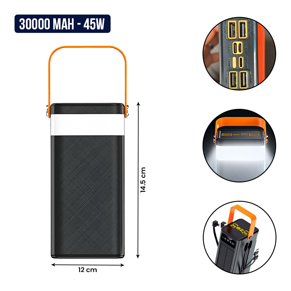 Cargador Portátil Solar 30000mAh  OCTOPUS 1  / 4EN1 30W SUPER CARGA RÁPIDA