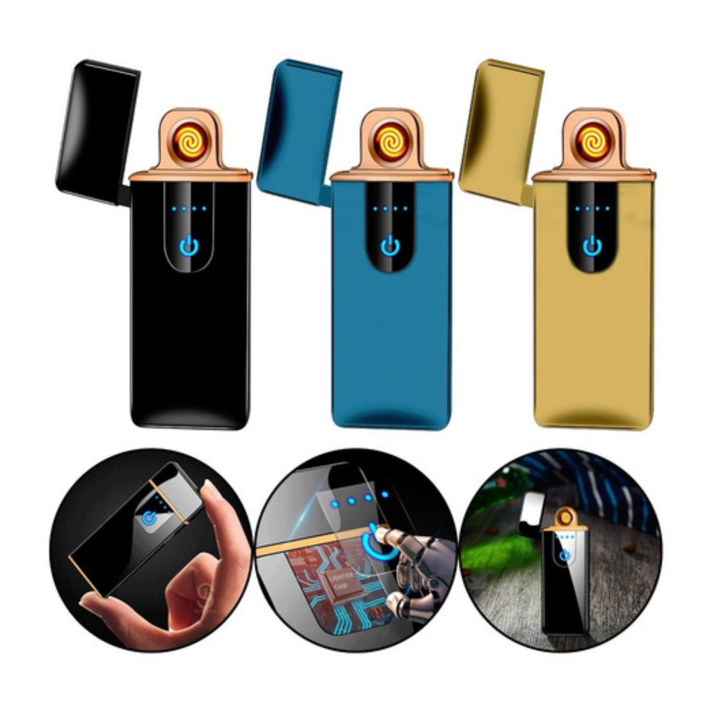 Encendedor Táctil Eléctrico Digital Recargable USB LED