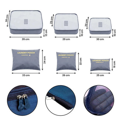Bolsa organizadora de viaje 6 en 1 para maleta ropa y maquillaje Gris