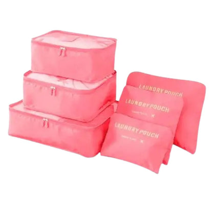 Bolsa organizadora de viaje 6 en 1 para maleta ropa y maquillaje Rosa