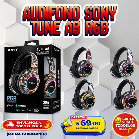Audífono Sony Tune A8 RGB 🔥