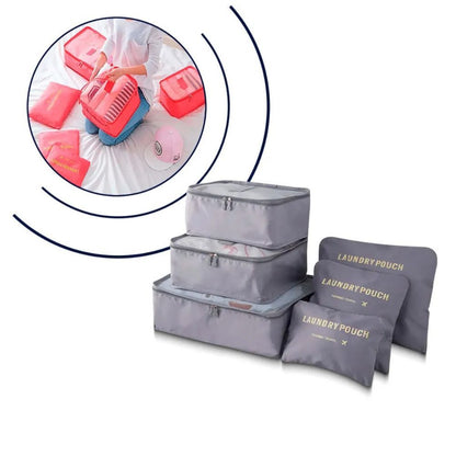 Bolsa organizadora de viaje 6 en 1 para maleta ropa y maquillaje Gris