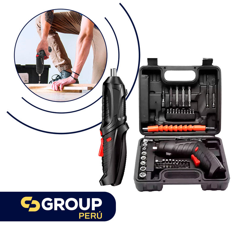 Taladro Atornillador Eléctrico con Kit de 48 Piezas Multifuncional
