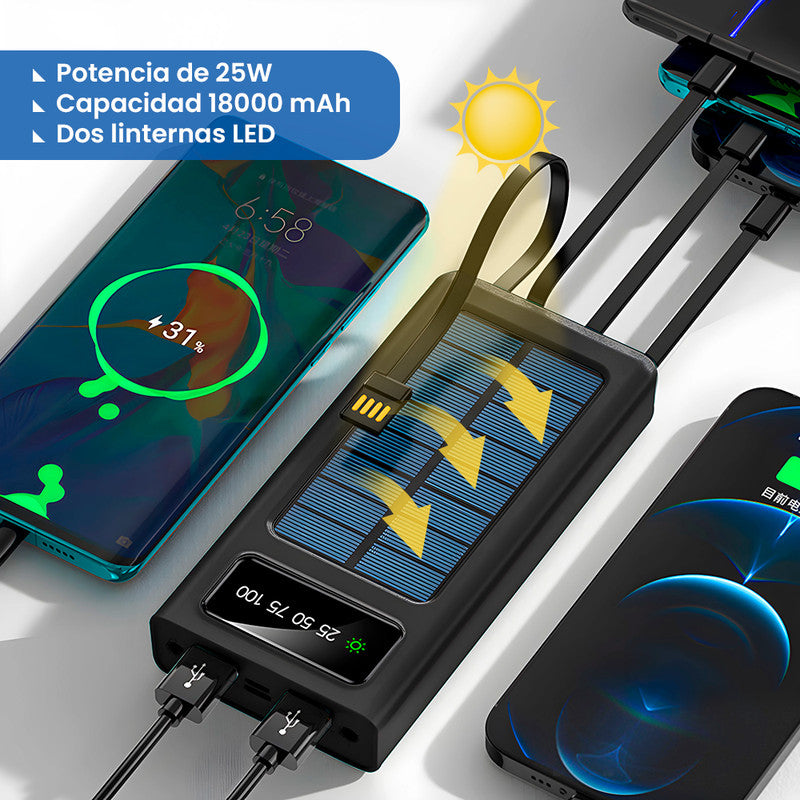 Cargador Portátil Solar 18000MAH 4 EN 1 25W