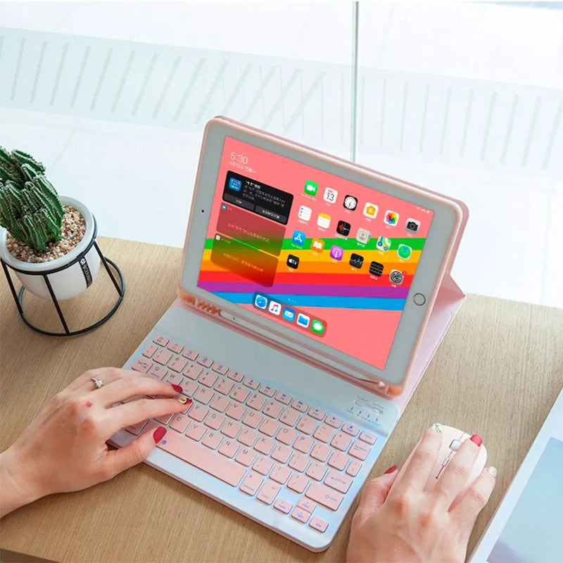 Kit Teclado + Mouse Inalámbrico Bluetooth Rosado