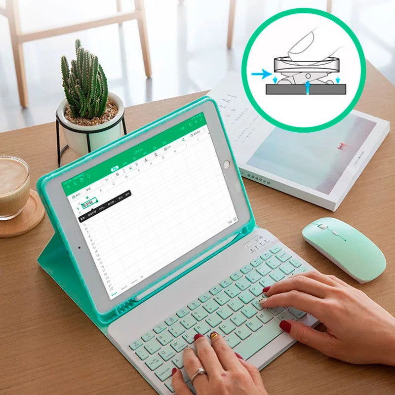 Kit Teclado + Mouse Inalámbrico Bluetooth Verde