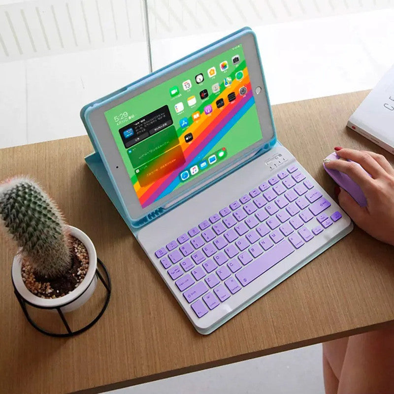 Kit Teclado + Mouse Inalámbrico Bluetooth Morado