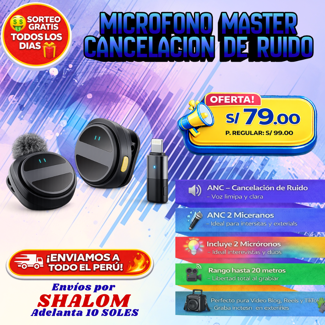 Micrófono Master con Cancelación de Ruido (ANC) – Audio profesional para tus videos y entrevistas