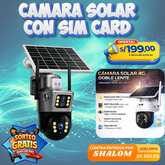 Cámara Solar 4G con SIM Card y Doble Lente – Vigilancia total sin cables ni WiFi