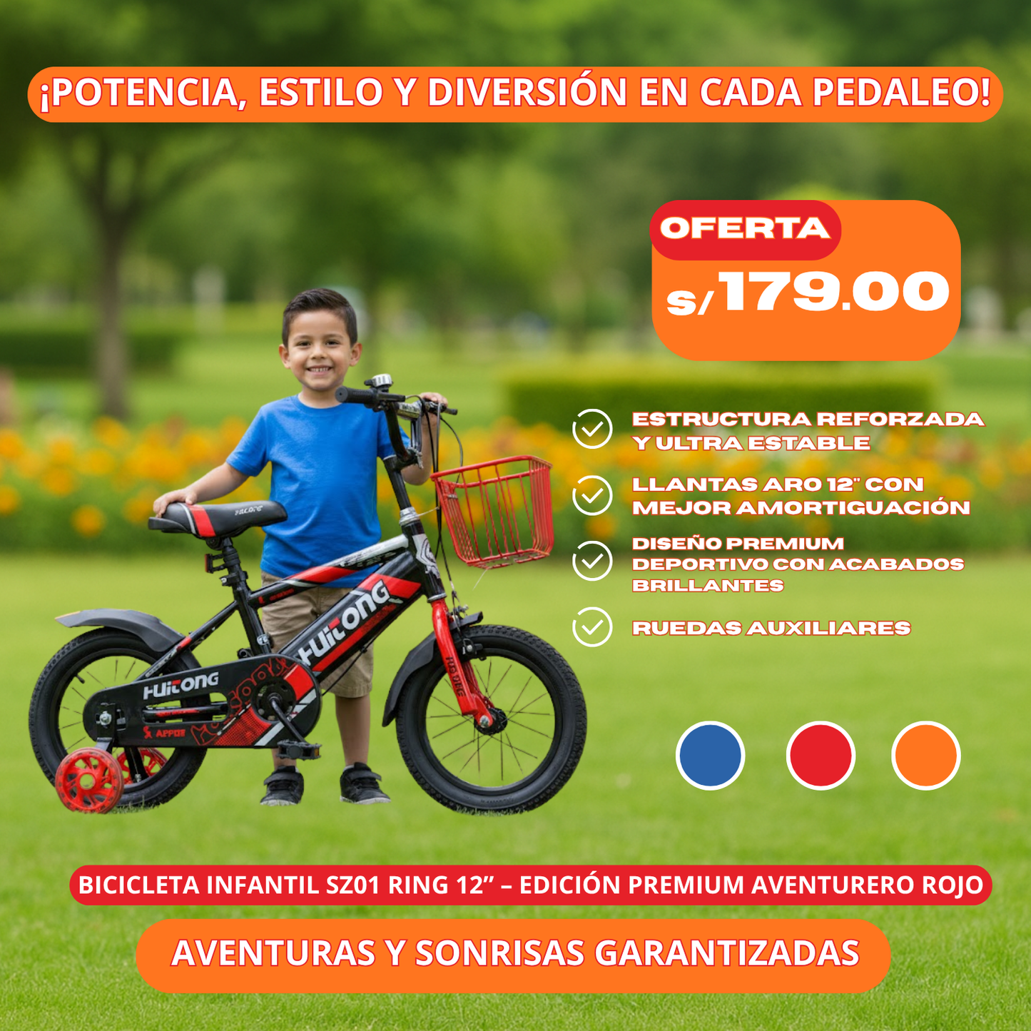 Bicicleta Infantil SZ01 RING 12” – Edición Premium Aventurero