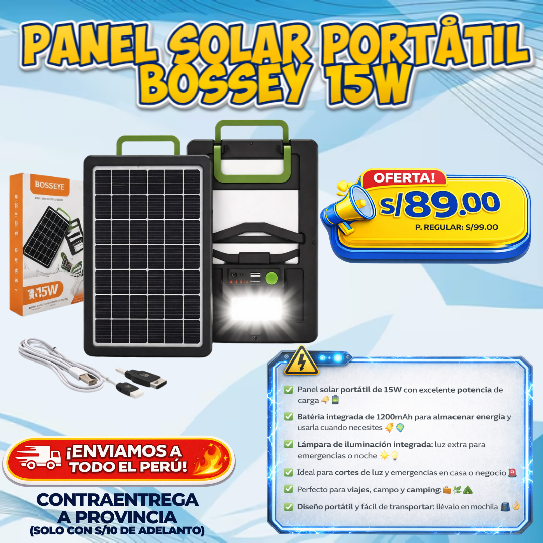 PANEL SOLAR PORTÁTIL BOSSEY 15W
