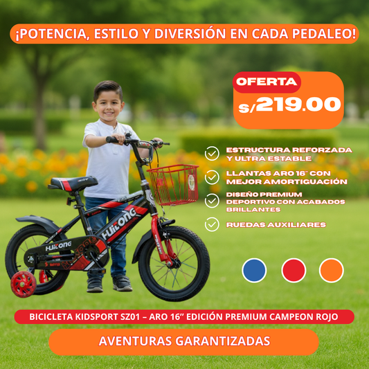 Bicicleta Infantil KidSport SZ01 – Aro 16” Edición Premium Campeón