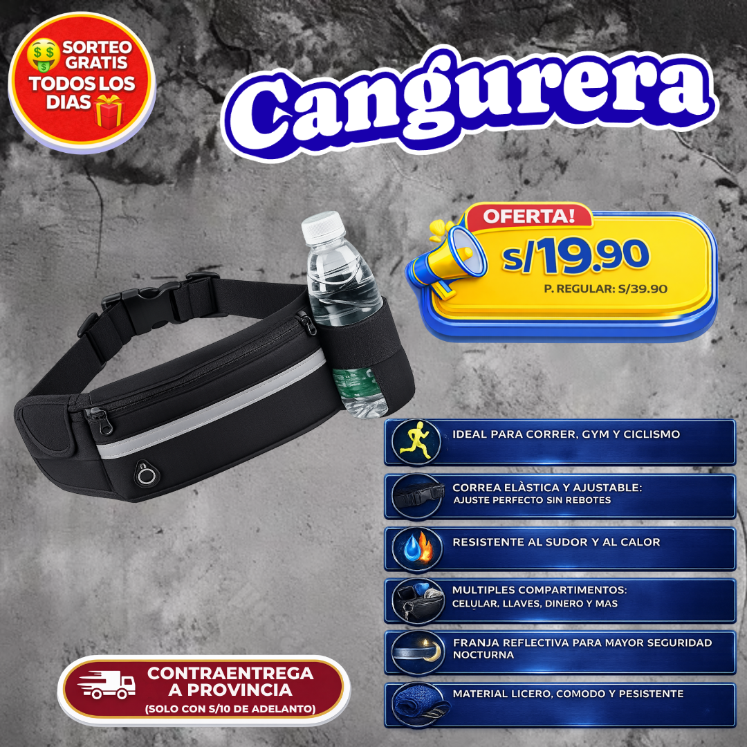 Cangurera Deportiva Ajustable – Corre con todo lo que necesitas, sin rebotes