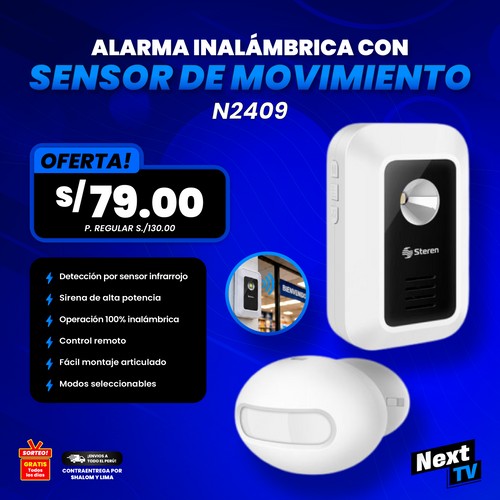 ALARMA INALÁMBRICA CON SENSOR DE MOVIMIENTO N2409