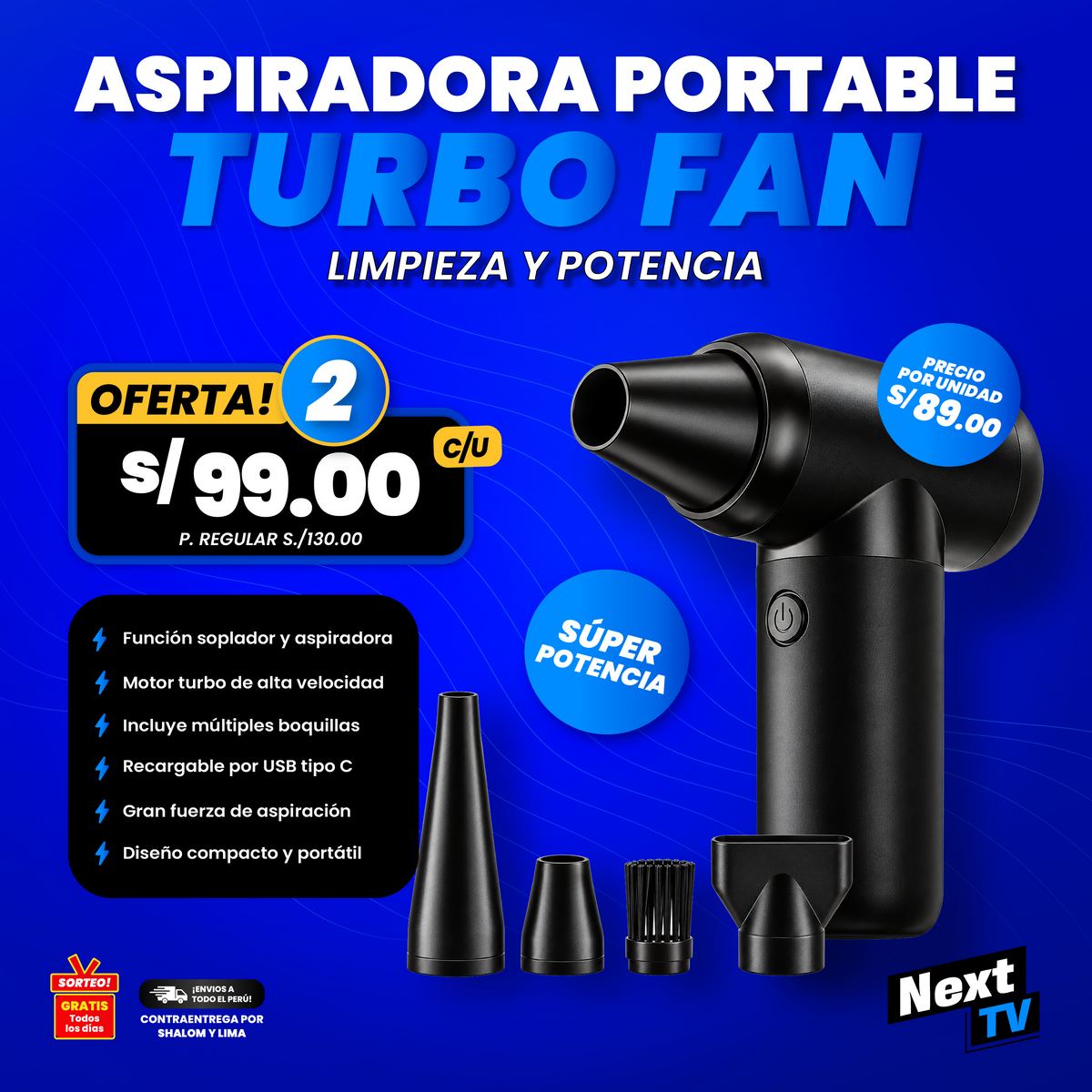 ASPIRADORA PORTABLE TURBO FAN - N2360
