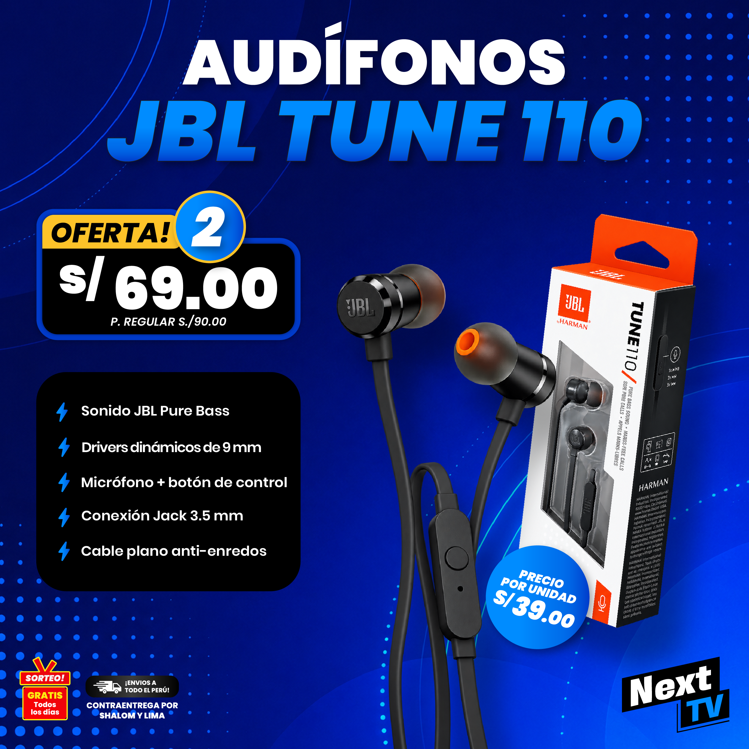 AUDÍFONOS TUNE 110 JBL