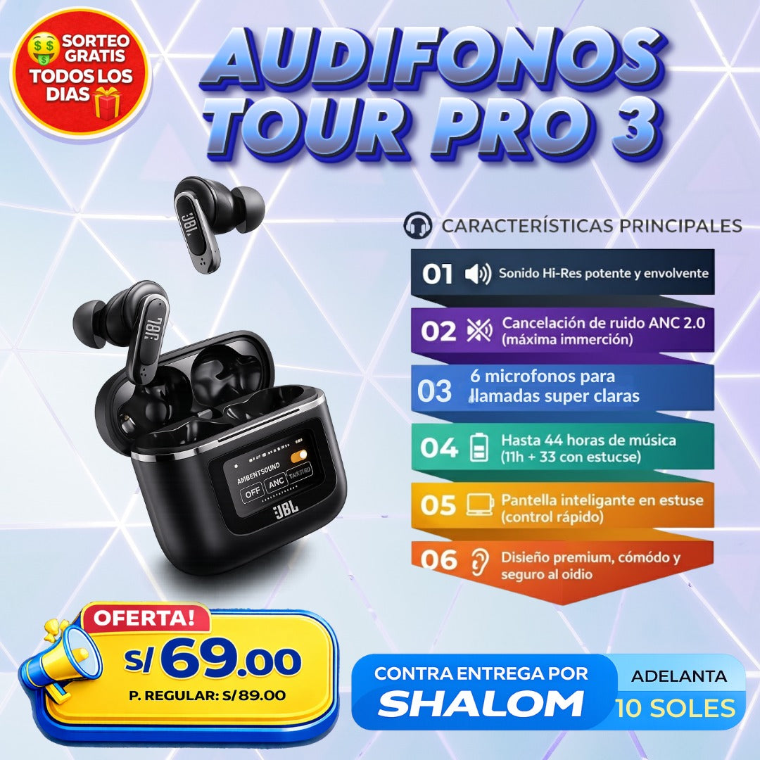 Audífonos Tour Pro 3 🎧 – Sonido Hi-Res