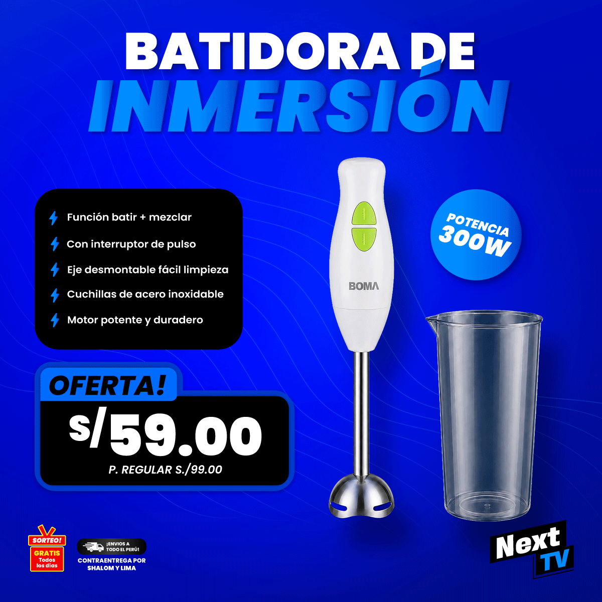 BATIDORA DE INMERSIÓN BOMA 300W