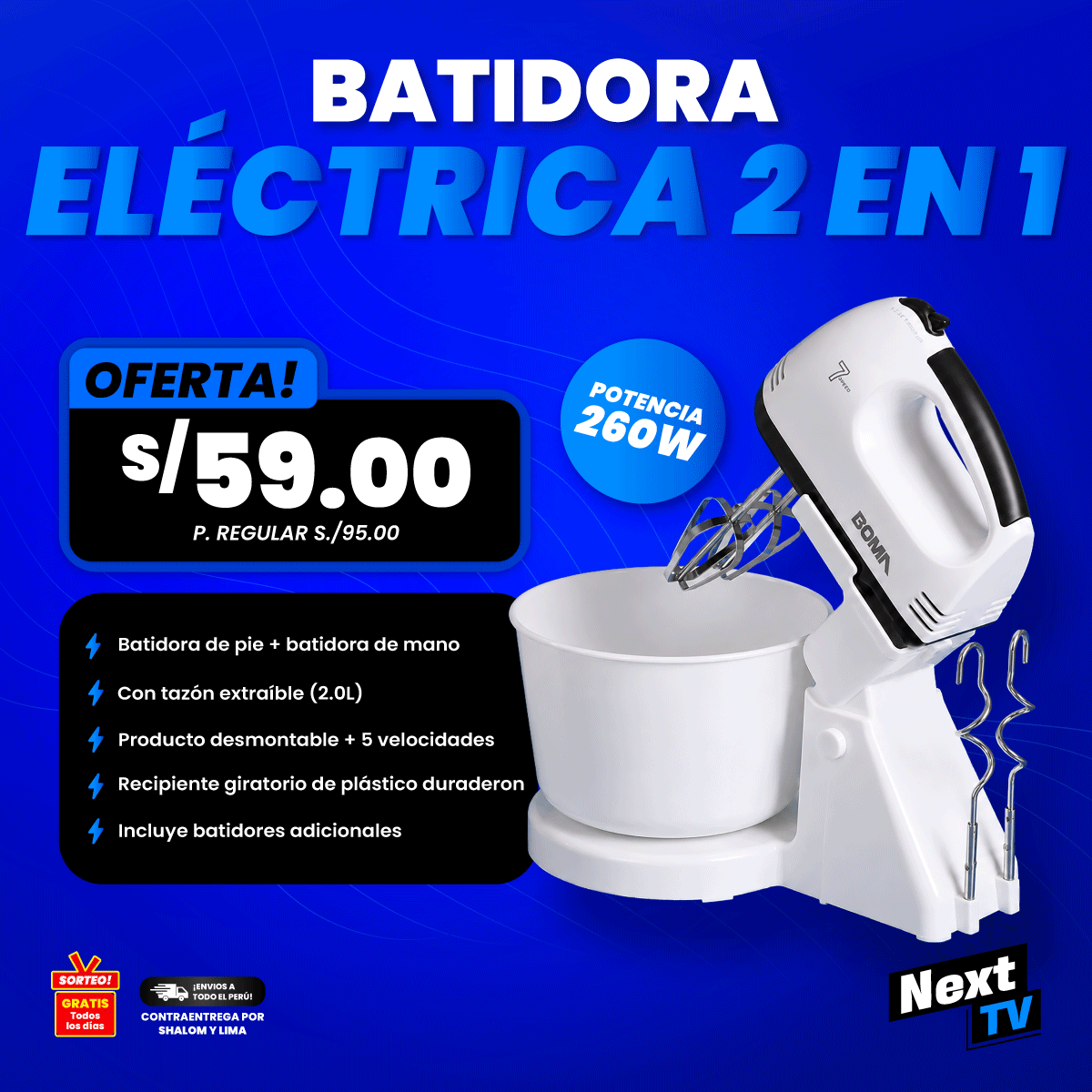 BATIDORA ELÉCTRICA 260W