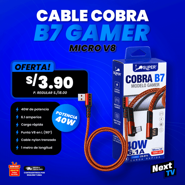 CABLE COBRA B7 GAMER TIPO V8 40W - B7