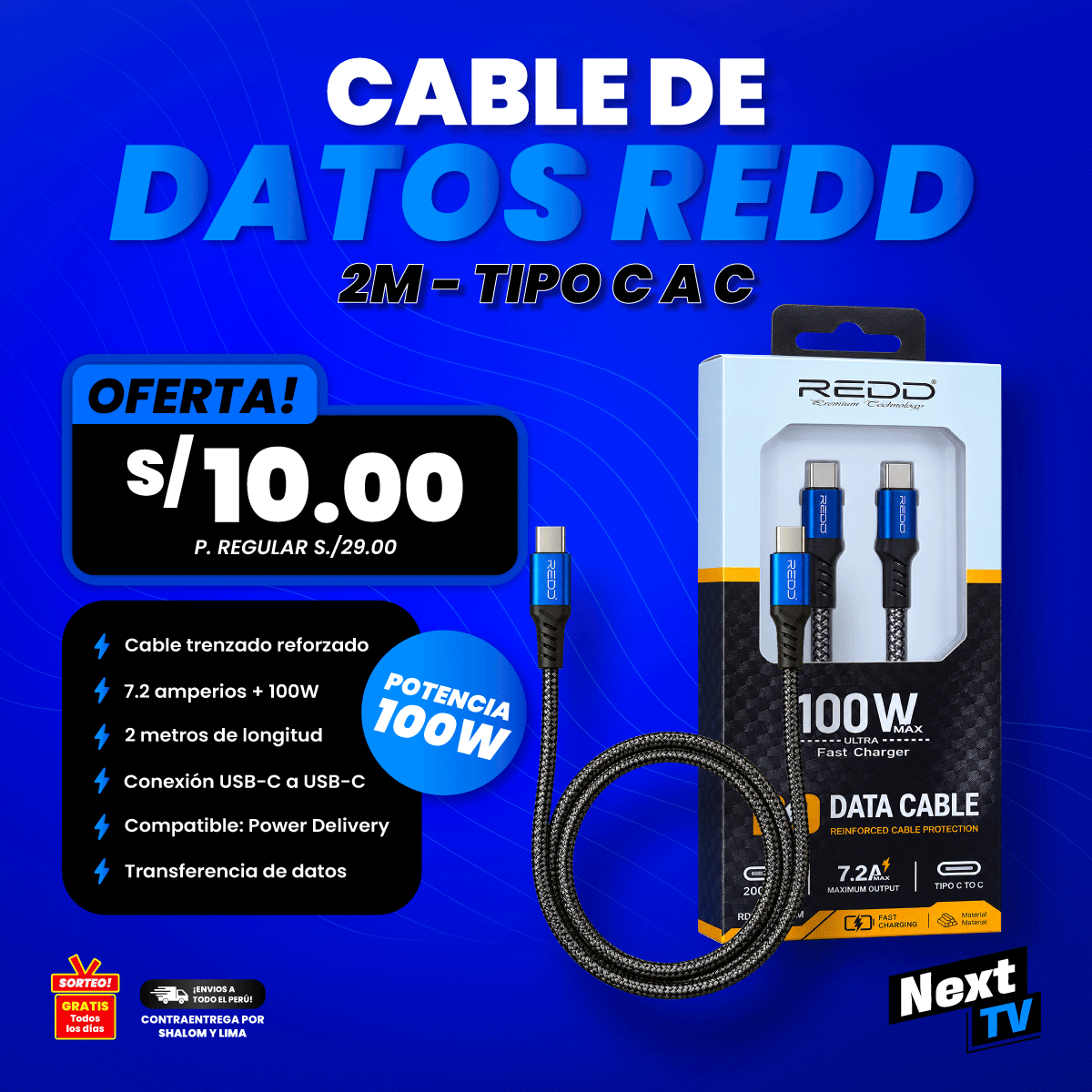 CABLE DE DATOS REDD 2M TIPO C A C - CA609