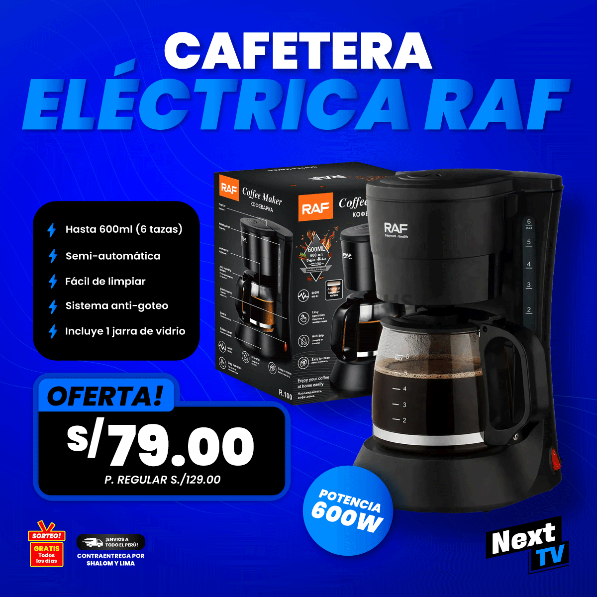 CAFETERA ELÉCTRICA RAF 600W