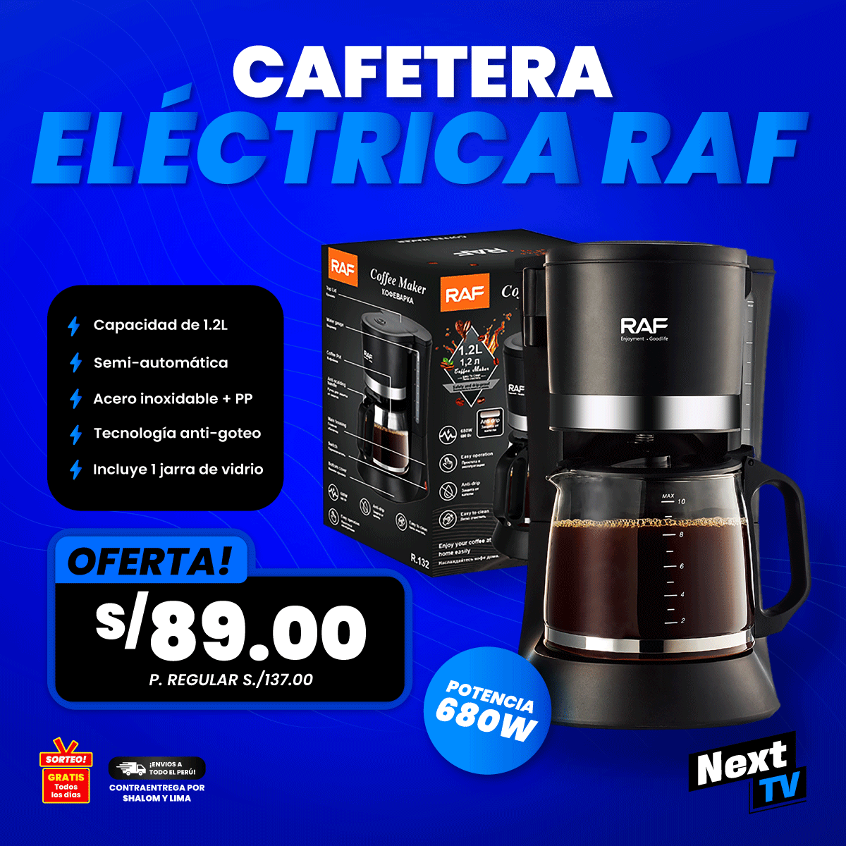 CAFETERA ELÉCTRICA RAF 680W