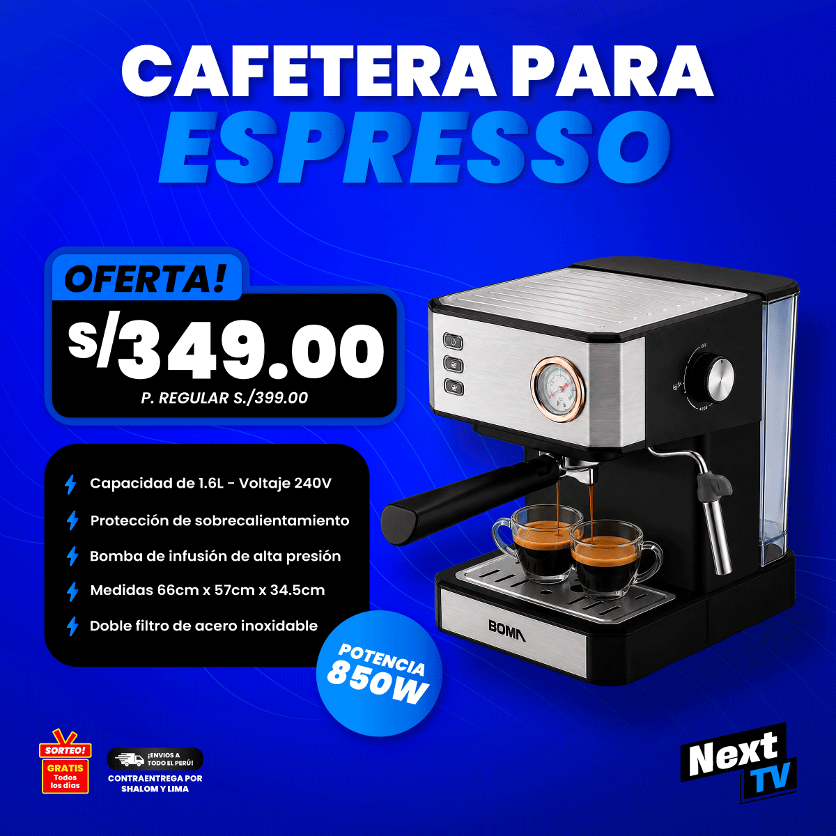 CAFETERA PARA EXPRESSO 850W