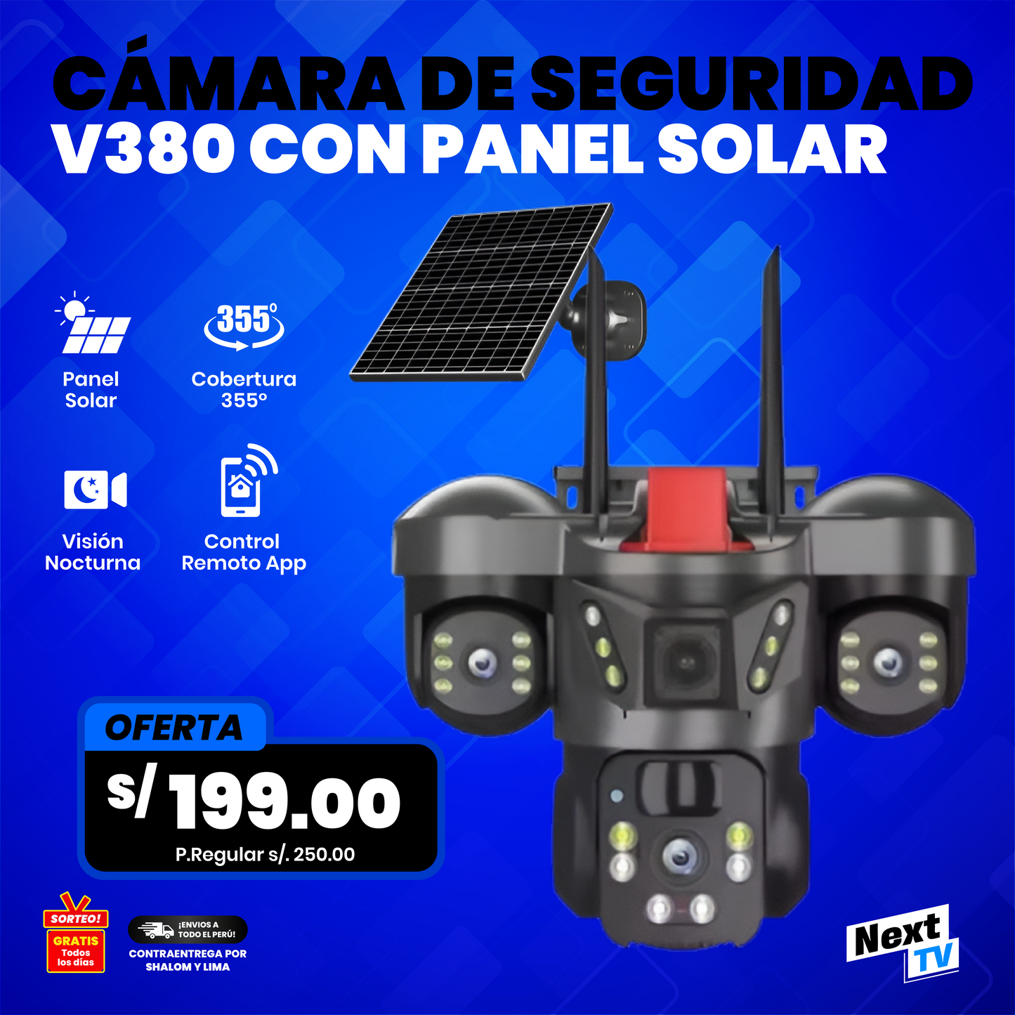 CÁMARA DE SEGURIDAD V380 CON PANEL SOLAR