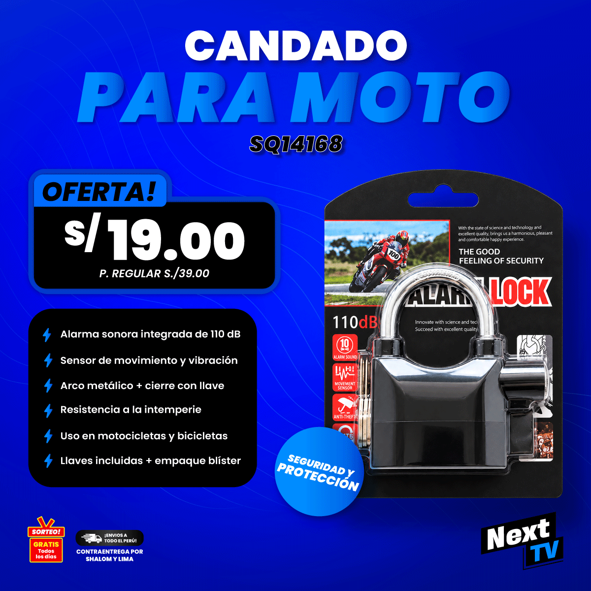 CANDADO PARA MOTO SQ14168 - N2342