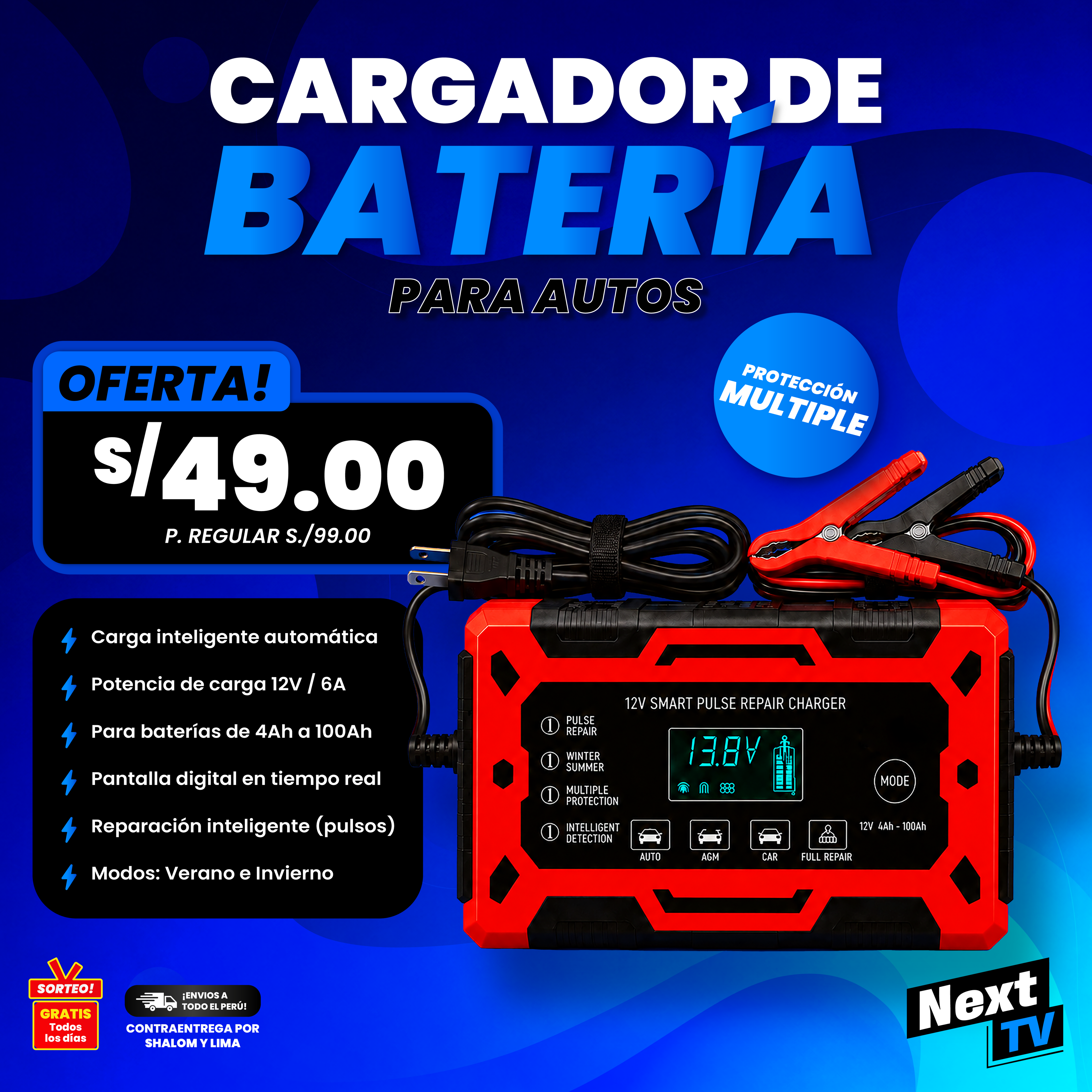 CARGADOR DE BATERÍA PARA AUTOS