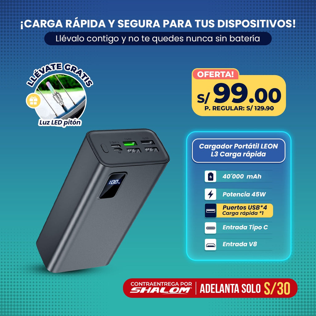 Cargador Portátil 40,000 mAh – Potencia en tus manos