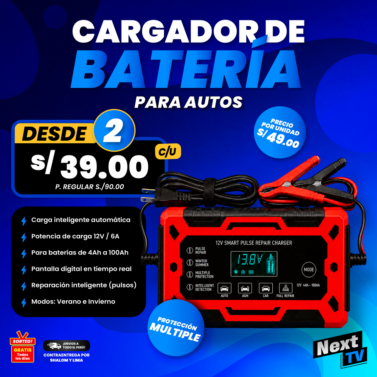 CARGADOR DE BATERÍA PARA AUTOS
