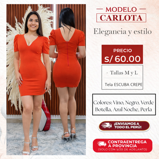 Vestido Modelo CARLOTA – Elegancia y Estilo que Roban Miradas