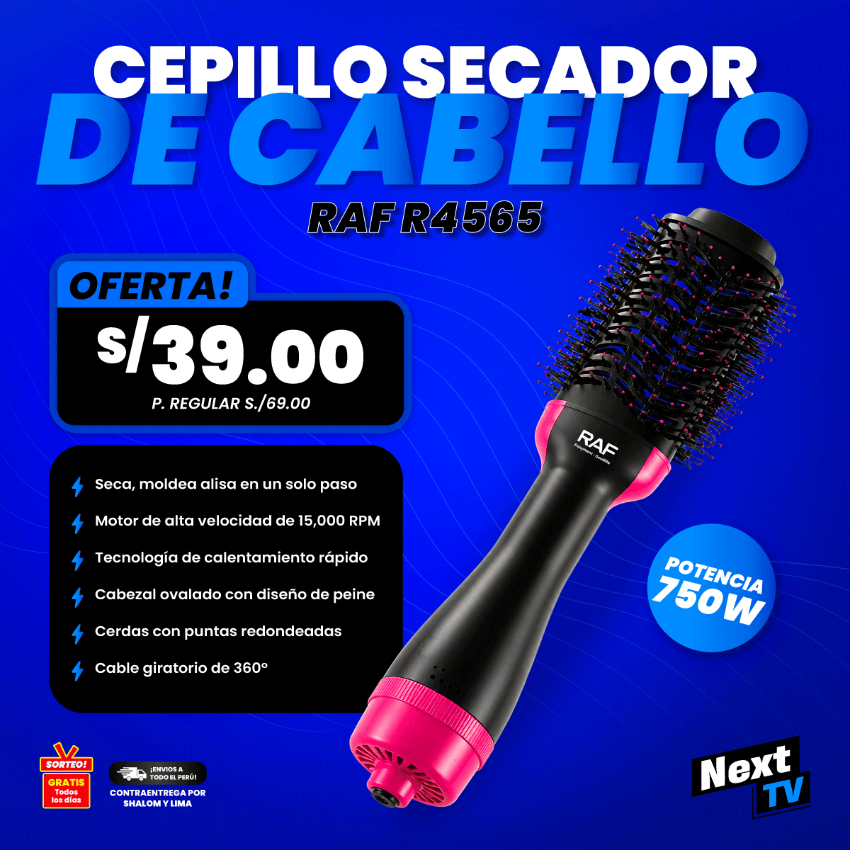 CEPILLO SECADOR DE CABELLO RAF R4565 - L714