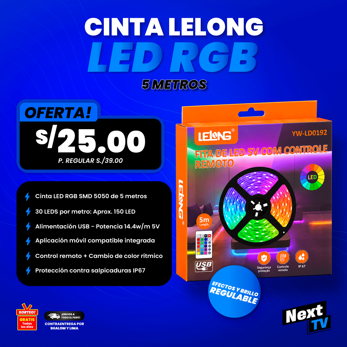 CINTA LED RGB LELONG 5M YW-LD0192 - N2135
