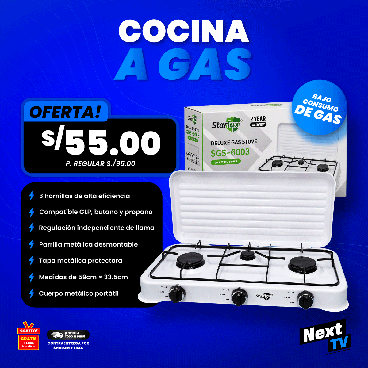 COCINA A GAS STARLUX SGS-6003