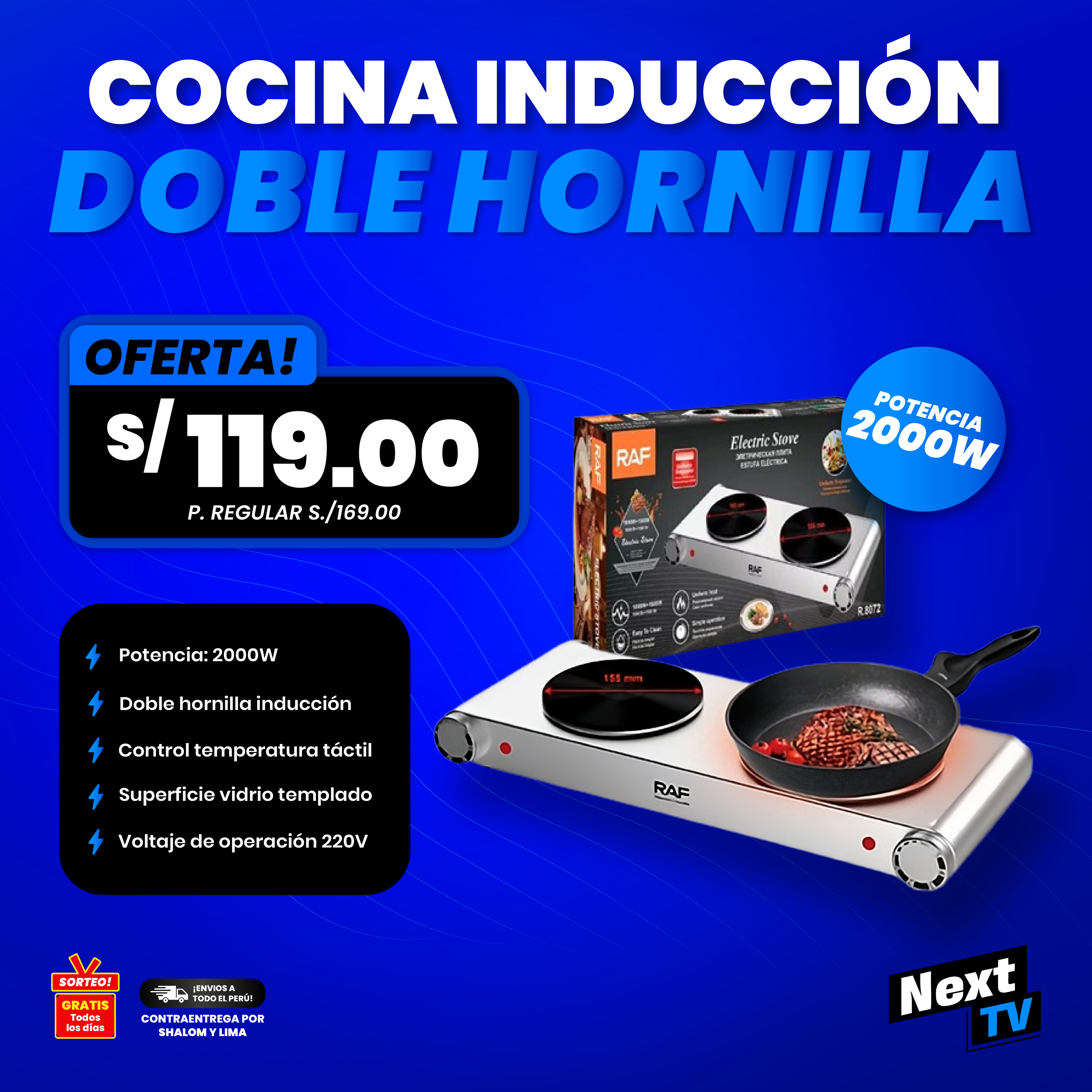 COCINA DE INDUCCIÓN RAF 2 HORNILLAS