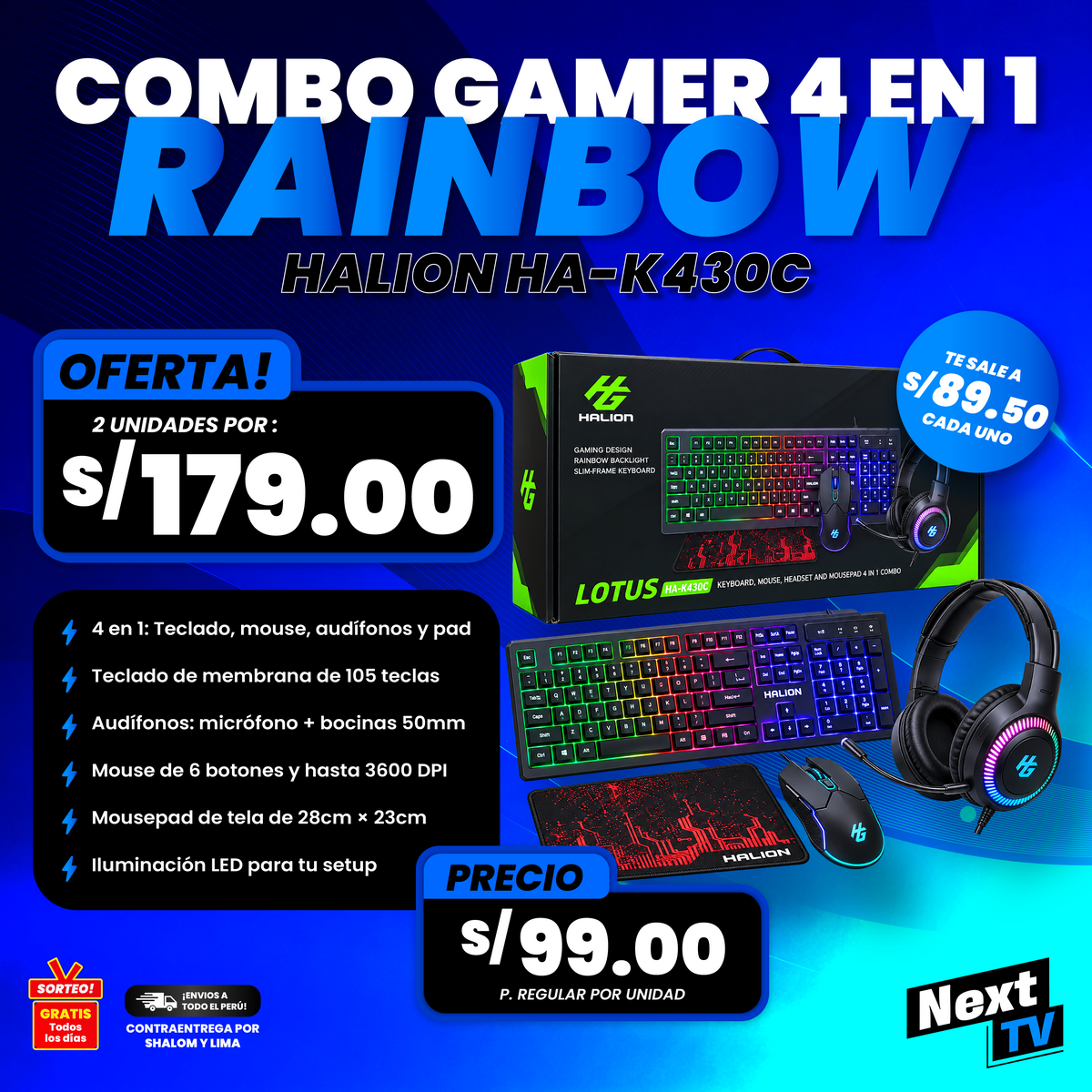 COMBO GAMER 4 EN 1 HALION LOTUS HA-K430C - PC415