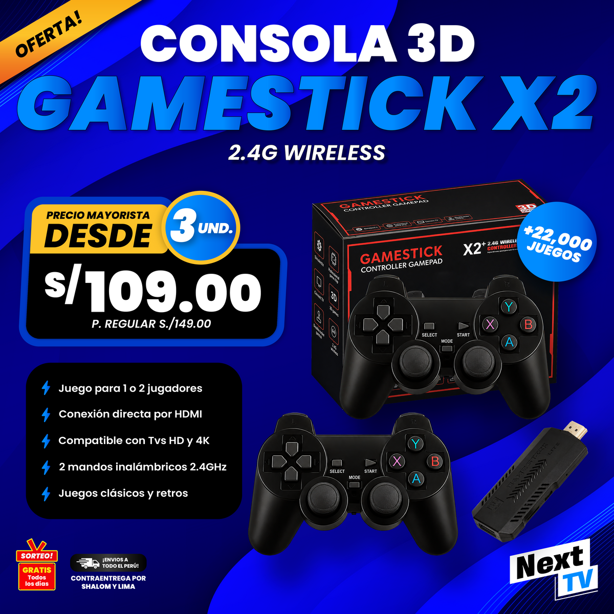 CONSOLA 2.4 WIRELESS x2 PRO - PRECIO MAYORISTA