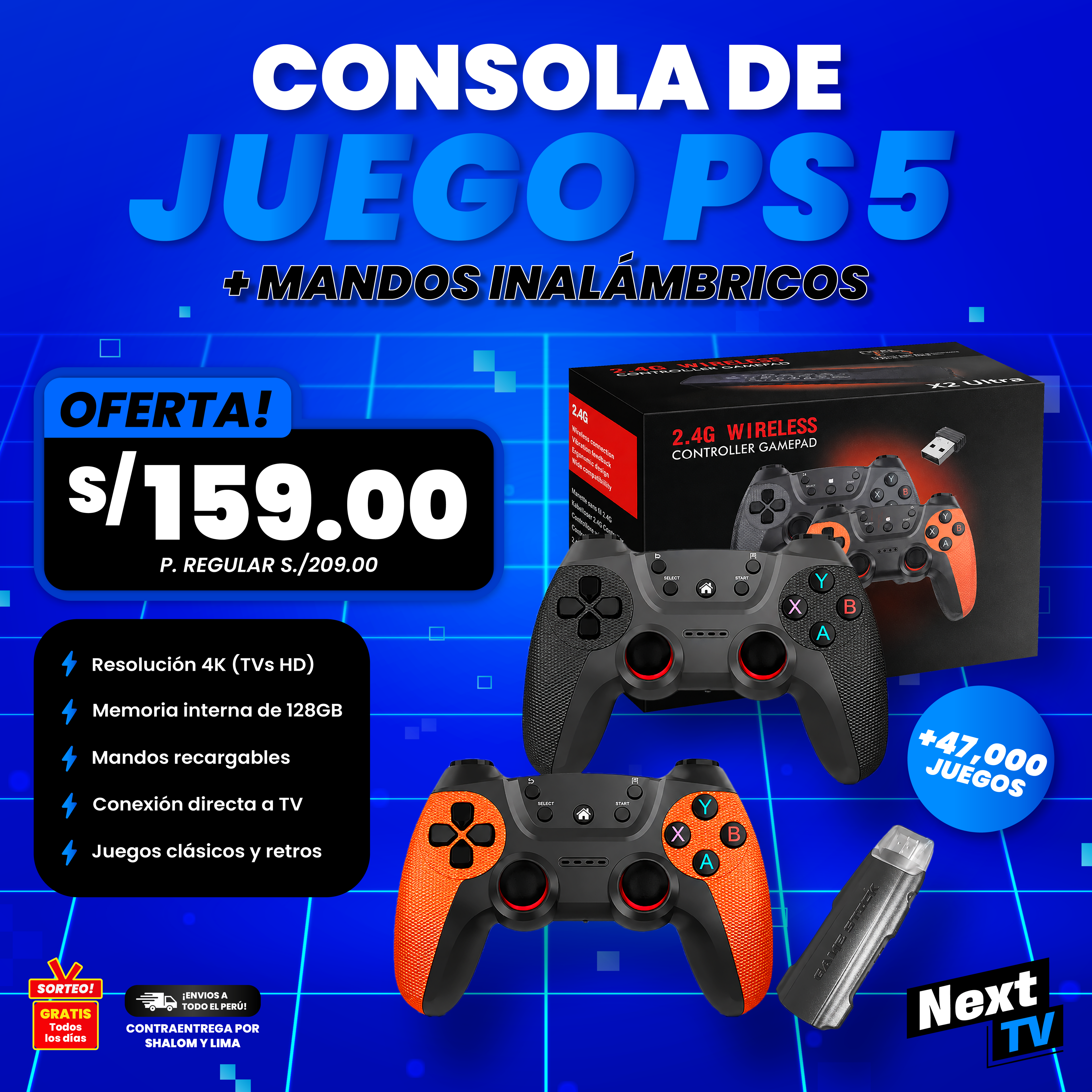 Consola de Juego PS5 + Mandos Inalámbricos