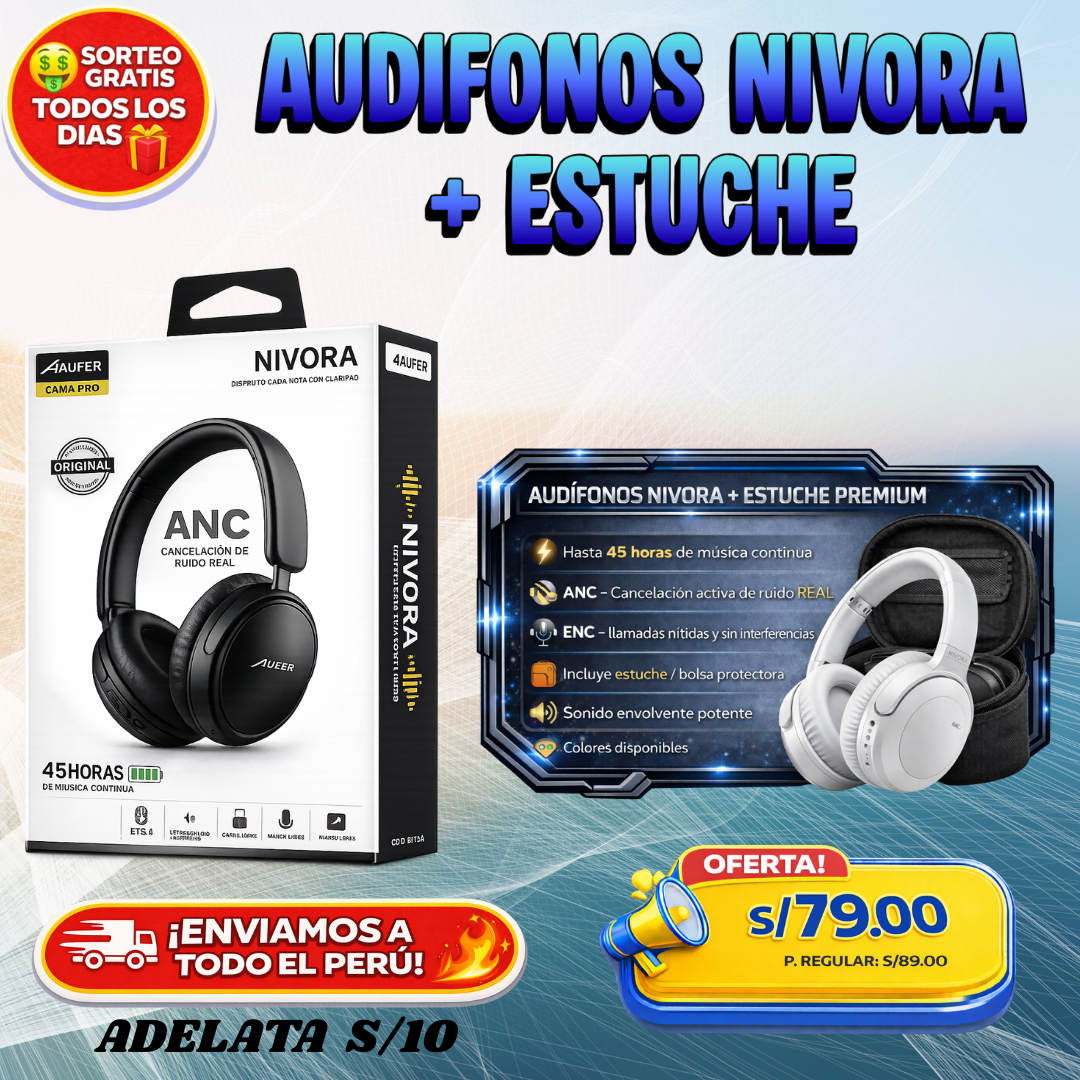 AUDÍFONOS NIVORA + ESTUCHE 🎧