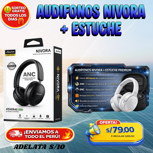 AUDÍFONOS NIVORA + ESTUCHE 🎧
